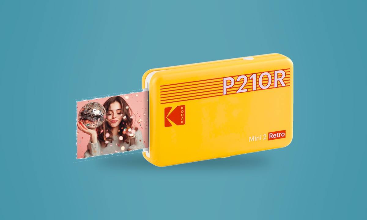 Imprimante photo portable Kodak Mini 2 Retro jaune avec un tirage 2,1 x 3,4 pouces